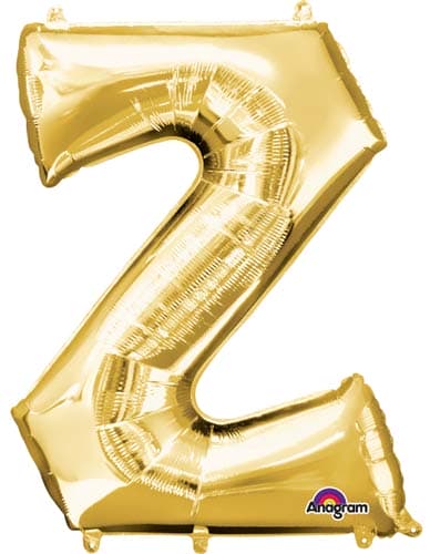 16" Z Letter Gold Air Filled Balloons
