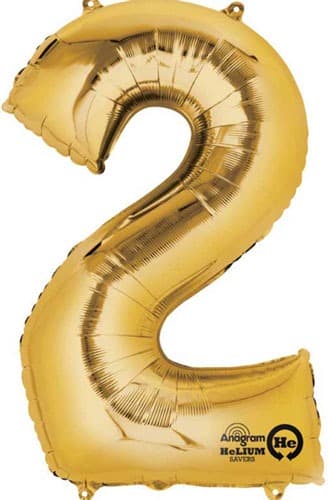 (image for) 16" Number 2 Gold Air Filled Balloons