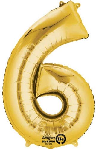 (image for) 16" Number 6 Gold Air Filled Balloons