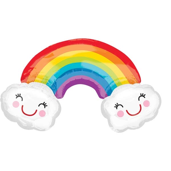 Rainbow With Clouds Supershape Balloons