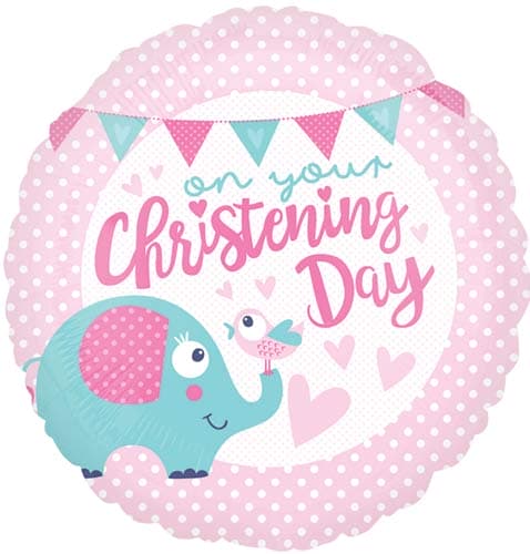 (image for) 18" Christening Day Pink Foil Balloons
