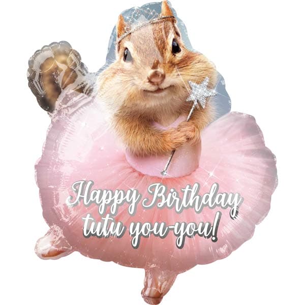 (image for) 19" Birthday Ballerina Chipmunk Junior Shape Balloons