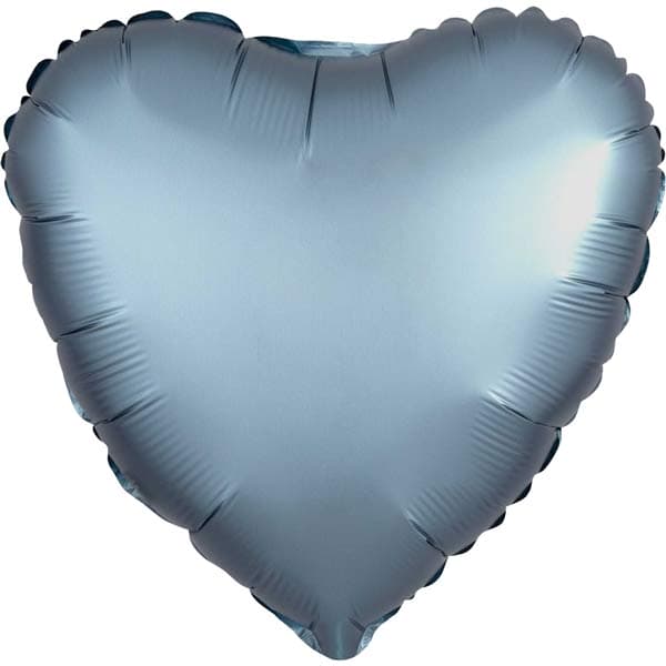 18" Satin Luxe Steel Blue Heart Foil Balloons