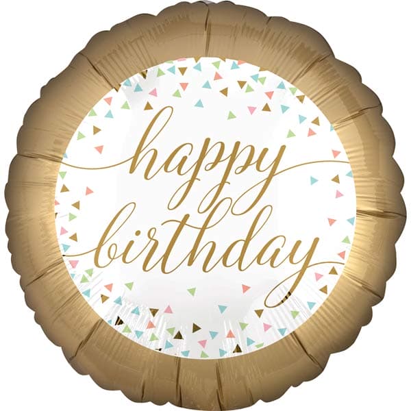 18" Happy Birthday Gold Confetti Fun Foil Balloons
