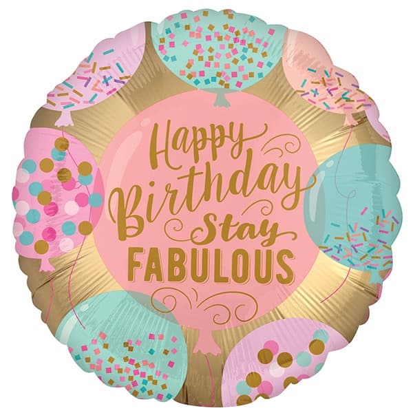 18" Happy Birthday Stay Fabulous Foil Balloons