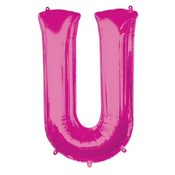 (image for) 16" Pink Letter U Air Fill Balloons
