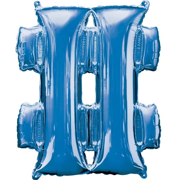 16" Blue Letter Hashtag Air Fill Balloons
