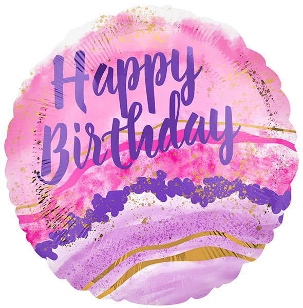18" Birthday Watercolour Marble Foil Balloons