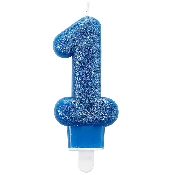 Blue Glitter Age 1 Candle