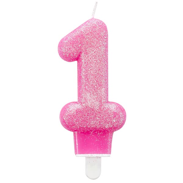 Pink Glitter Age 1 Candle