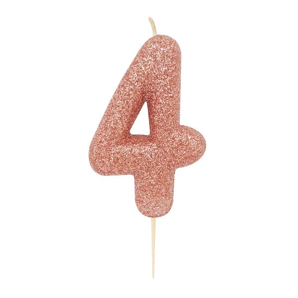 Glitter Rose Gold Age 4 Pick Candle
