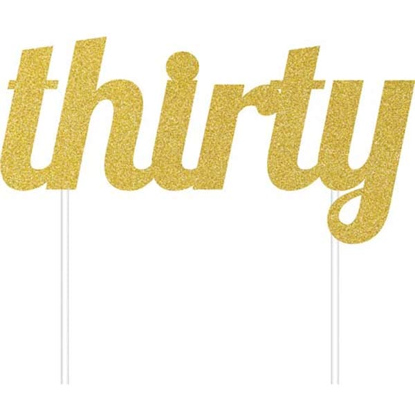 Thirty Gold Glitter Cake Topper