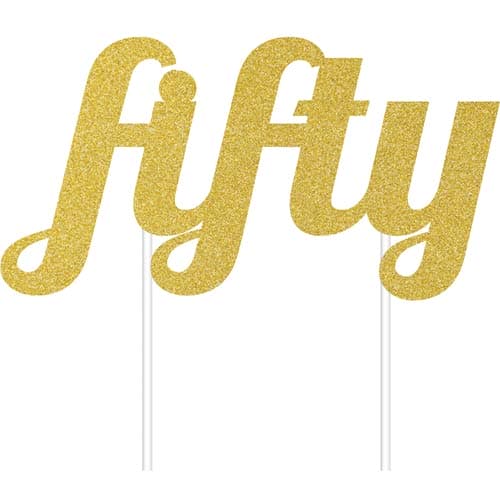 (image for) Fifty Gold Glitter Cake Topper