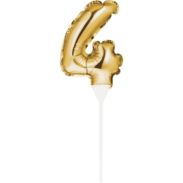 (image for) Gold Number 4 Self Inflating Balloon Cake Topper