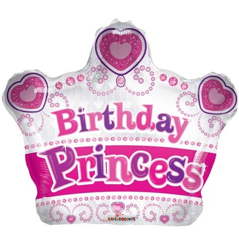 (image for) 18" Birthday Princess Crown Shape Foil Balloons