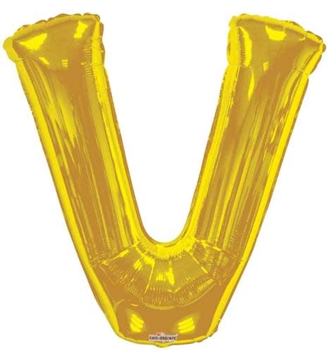 Gold Letter V Supershape Balloons