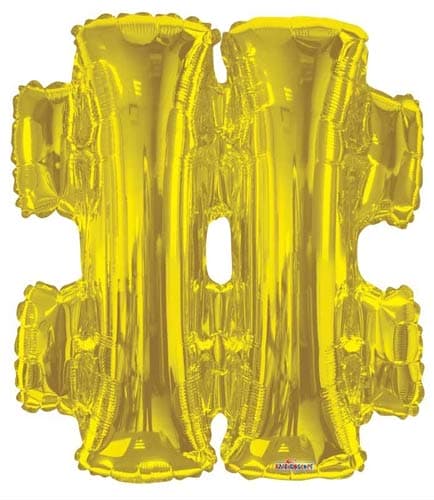 Hashtag Balloons Gold Symbol # Balloon