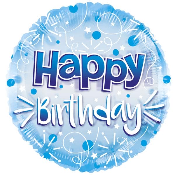 (image for) 24" Blue Happy Birthday Clear View Foil Balloons