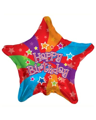 18" Happy Birthday Star Colours Foil Balloons