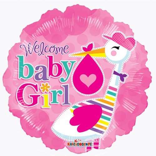 18" Baby Girl Stork Foil Balloons