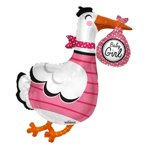 Baby Girl Stork Supershape Foil Balloons
