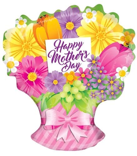 (image for) 18" Happy Mothers Day Flower Bouquet Foil Balloons