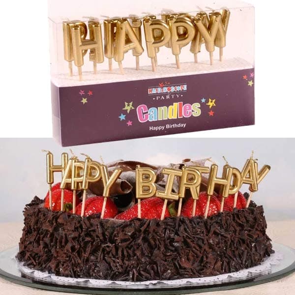 Happy Birthday Metallic Gold Letter Candles