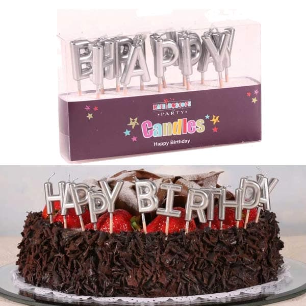 Happy Birthday Metallic Silver Letter Candles