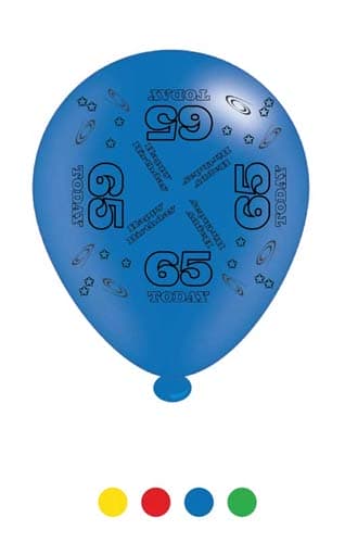 10" Age 65 Assorted Latex Balloons 6 Packs Of 8