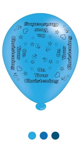 (image for) 10" Christening Boy Assorted Latex Balloons 6 Packs Of 8