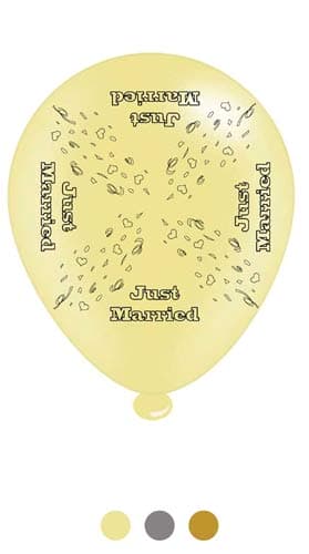 (image for) 10" Just Married Assorted Latex Balloons 6 Packs Of 8