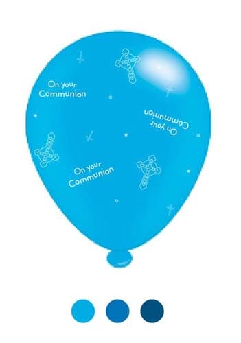 (image for) 10" 1st Communion Blue Mix Latex Balloons 6 Packs Of 8