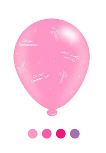 (image for) 10" 1st Communion Pink Mix Latex Balloons 6 Packs Of 8
