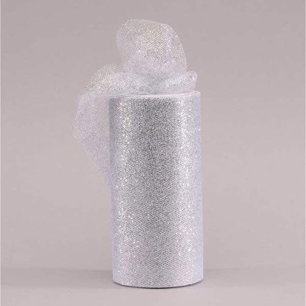 (image for) Silver Glitter Tulle 15cm x 25m
