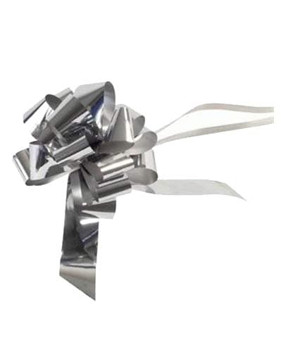 2 Inch Metallic Silver Pull Bows x20