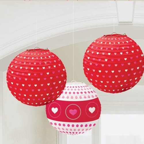 (image for) Valentine Printed Paper Lanterns 3pk