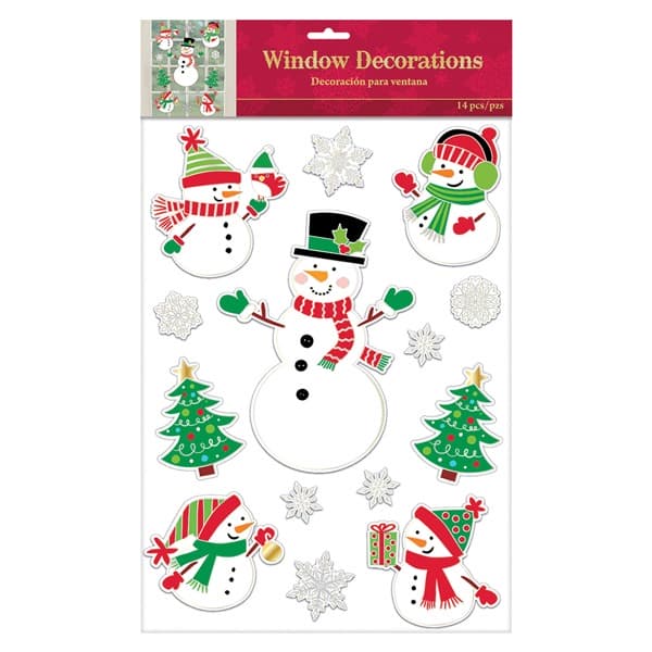 Snowman Embossed Vinyl Window Decorations