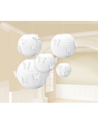 White Butterfly Lanterns 5pk