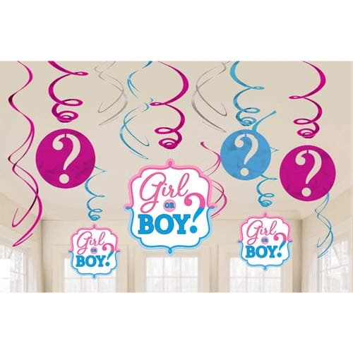 (image for) Girl Or Boy Hanging Swirl Decorations 12pk