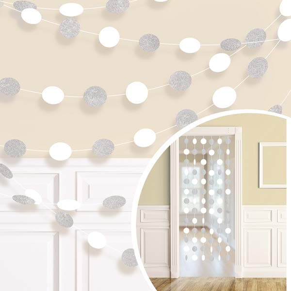 (image for) White Glitter String Decorations