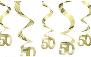(image for) Golden Wedding Anniversary Hanging Swirl Decoration