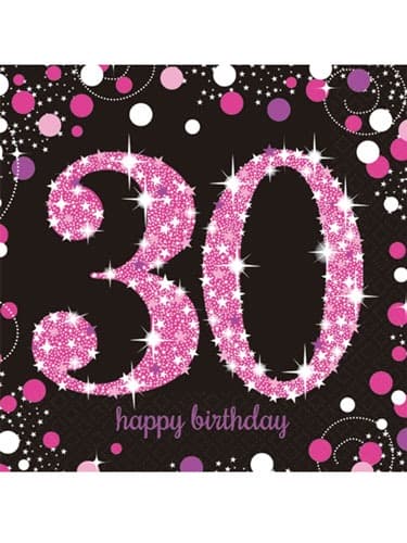 (image for) 30th Birthday Pink Celebration Napkins 16pk