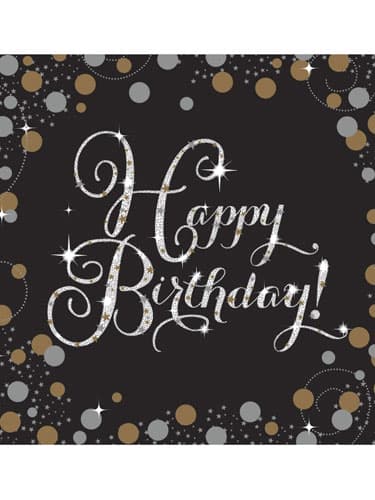 Gold Celebration Happy Birthday Paper Napkins 16pk