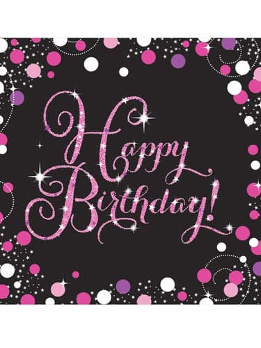 Birthday Pink Celebration Napkins 16pk