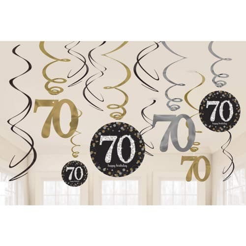 70th Gold Celebration Swirl Decoration