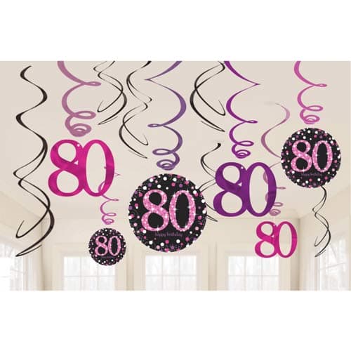 80th Pink Celebration Swirl Decoration
