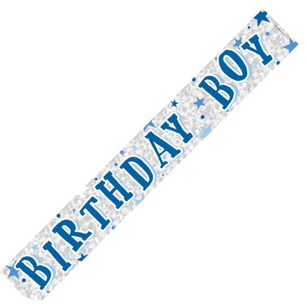 (image for) Birthday Boy Stars Blue Holographic Banner