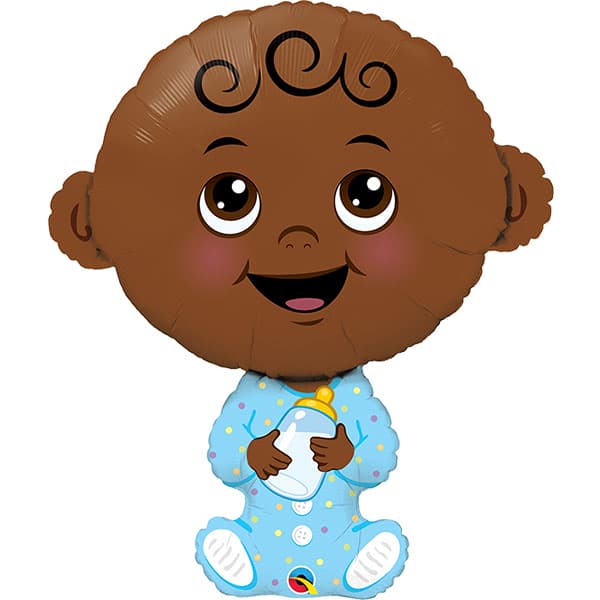 Baby Boy Dark Skin Tone Supershape Balloons