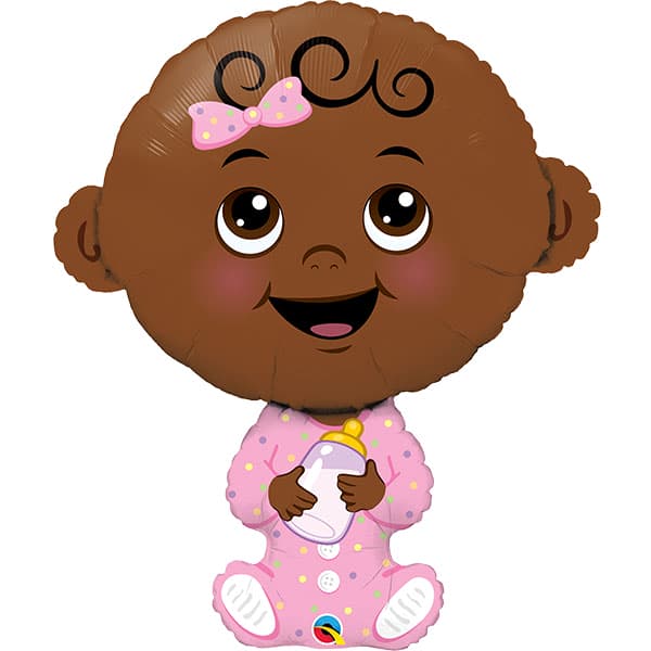 Baby Girl Dark Skin Tone Supershape Balloons