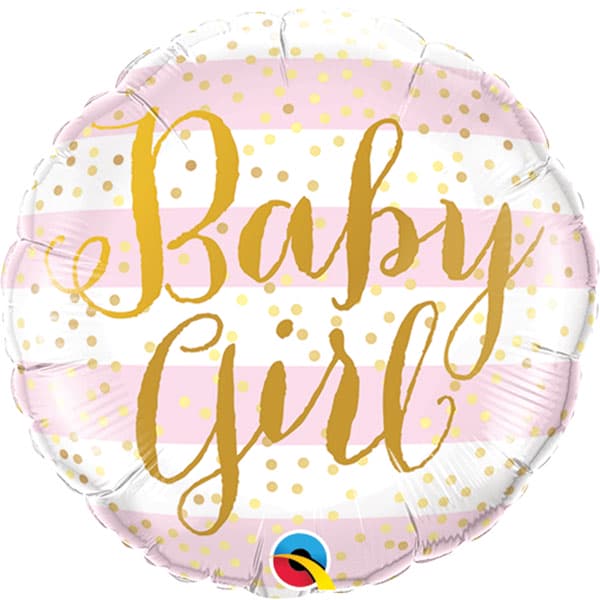 (image for) 9" Baby Girl Pink Stripes Air Filled Balloons
